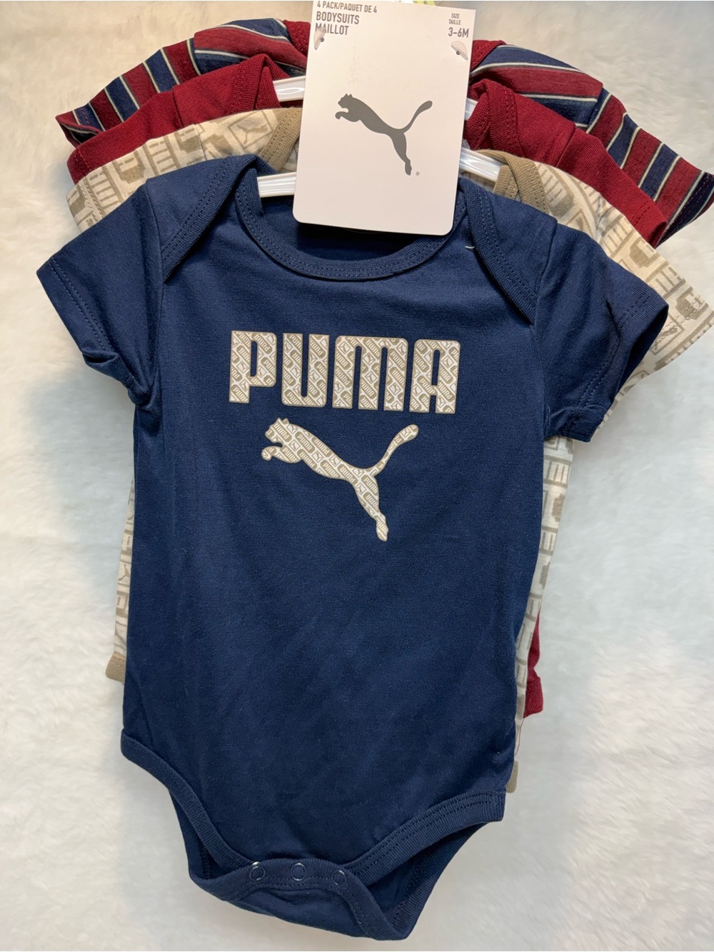 Puma Navy Baby One-Piece Bodysuit with Logo